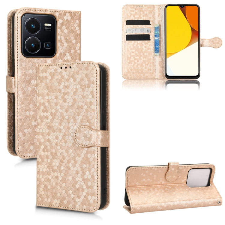 For vivo Y35 4G Honeycomb Dot Texture Leather Phone Case