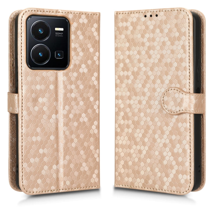 For vivo Y35 4G Honeycomb Dot Texture Leather Phone Case