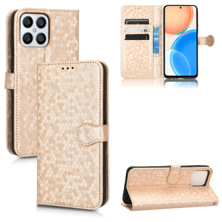 For Honor X8 Honeycomb Dot Texture Leather Phone Case