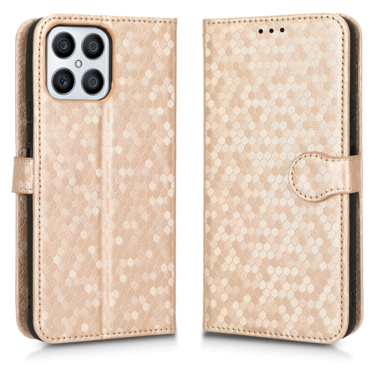 For Honor X8 Honeycomb Dot Texture Leather Phone Case