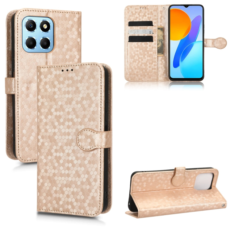 For Honor X8 5G Honeycomb Dot Texture Leather Phone Case
