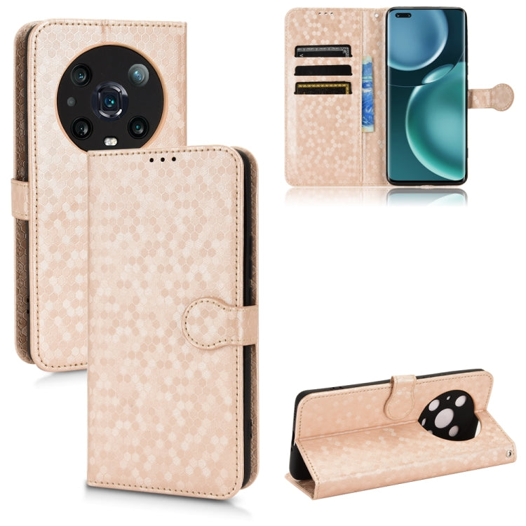 For Honor Magic4 Pro Honeycomb Dot Texture Leather Phone Case