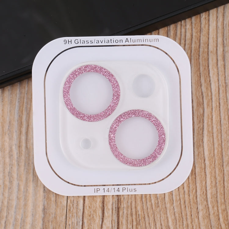 For iPhone 14 / 14 Plus 50pcs Tempered Glass Glitter CD Texture Back Camera Film