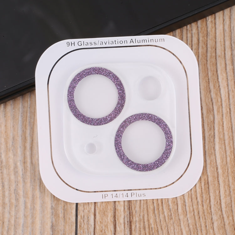For iPhone 14 / 14 Plus 50pcs Tempered Glass Glitter CD Texture Back Camera Film