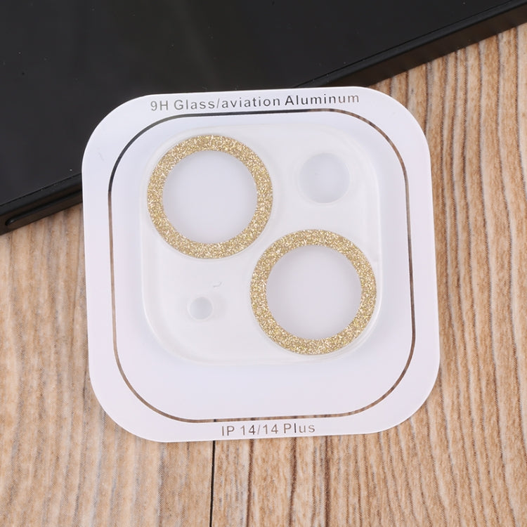 For iPhone 14 / 14 Plus 50pcs Tempered Glass Glitter CD Texture Back Camera Film