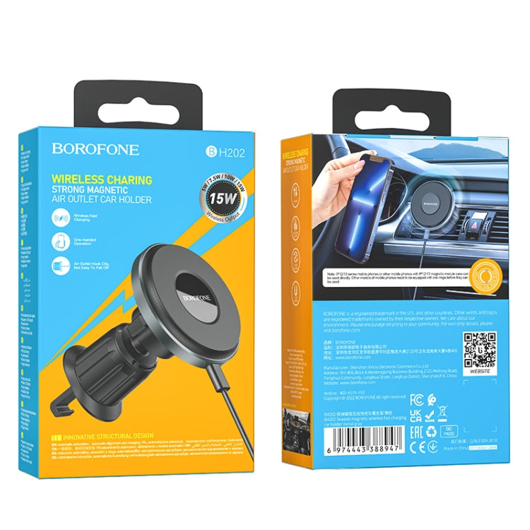 Borofone BH202 Seaside Magnetic Wireless Fast Charging Car Holder(Metal Grey)