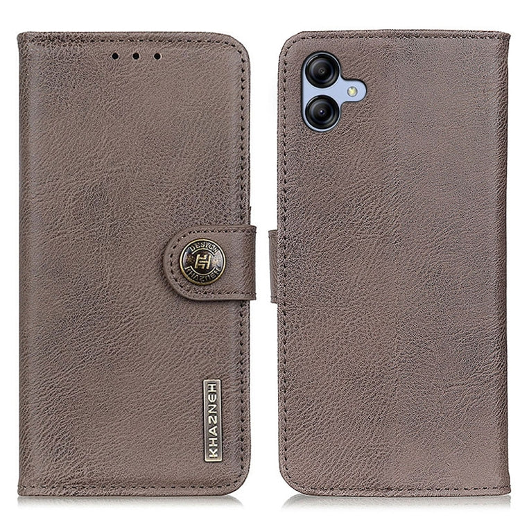 For Samsung Galaxy A04E KHAZNEH Cowhide Texture Horizontal Flip Leather Phone Case
