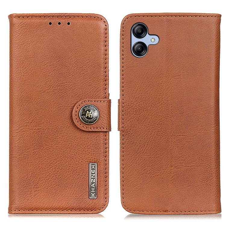 For Samsung Galaxy A04E KHAZNEH Cowhide Texture Horizontal Flip Leather Phone Case
