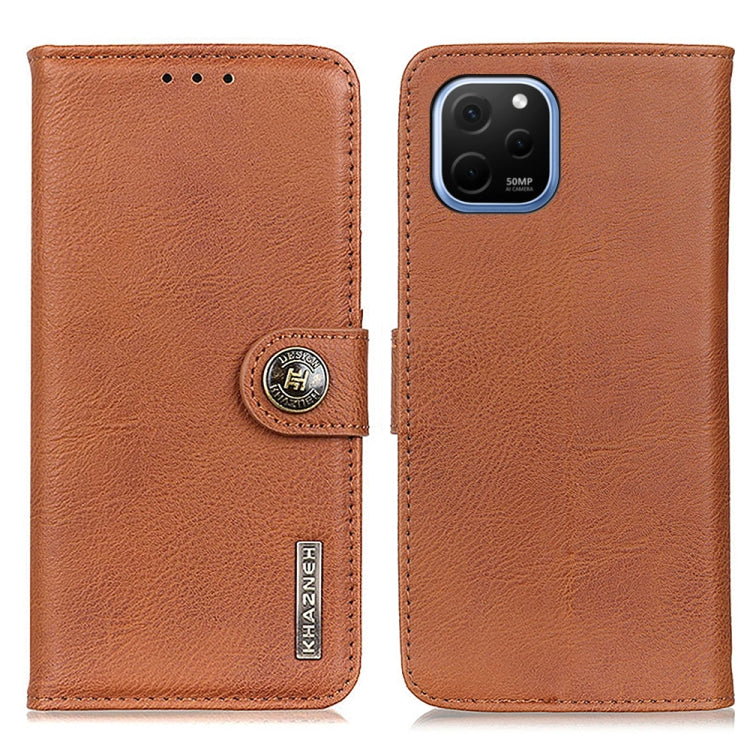 For Huawei Nova Y61 KHAZNEH Cowhide Texture Horizontal Flip Leather Phone Case