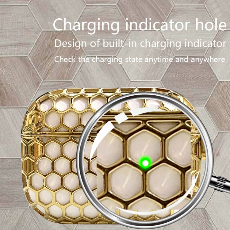 For AirPods Pro 2 / AirPods Pro Wireless Earphone Honeycomb Metal Protective Case