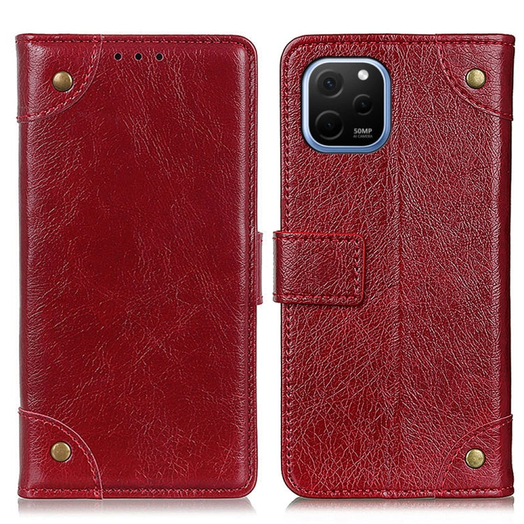 For Huawei Nova Y61 Copper Buckle Nappa Texture Horizontal Flip Leather Phone Case