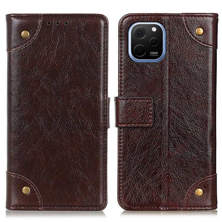 For Huawei Nova Y61 Copper Buckle Nappa Texture Horizontal Flip Leather Phone Case