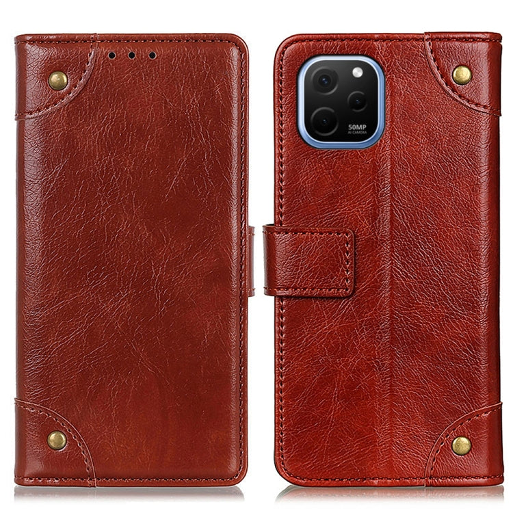 For Huawei Nova Y61 Copper Buckle Nappa Texture Horizontal Flip Leather Phone Case