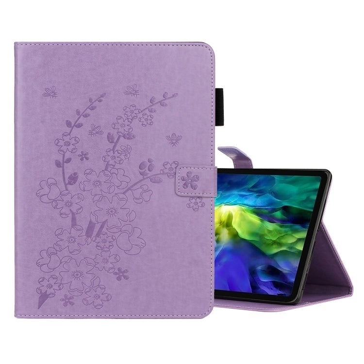For iPad Pro 11 (2020) Plum Blossom Embossing Pattern Horizontal Flip Leather Tablet Case with Holder & Card Slot