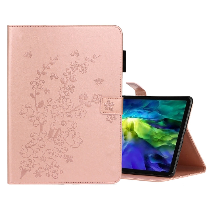 For iPad Pro 11 (2020) Plum Blossom Embossing Pattern Horizontal Flip Leather Tablet Case with Holder & Card Slot
