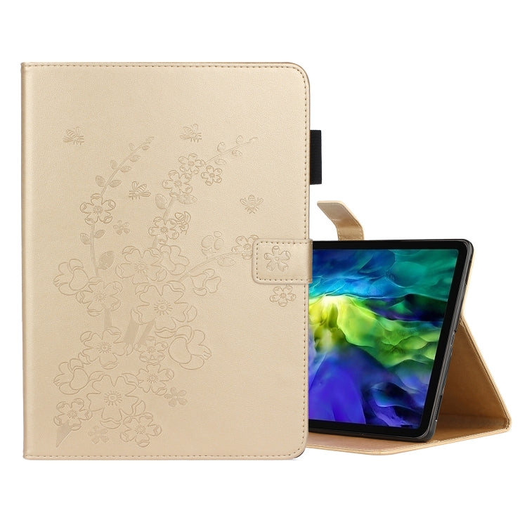 For iPad Pro 11 (2020) Plum Blossom Embossing Pattern Horizontal Flip Leather Tablet Case with Holder & Card Slot