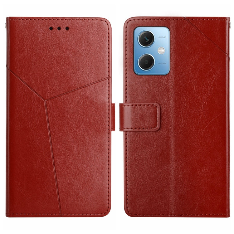 For Xiaomi Redmi Note 12 China HT01 Y-shaped Pattern Flip Leather Phone Case
