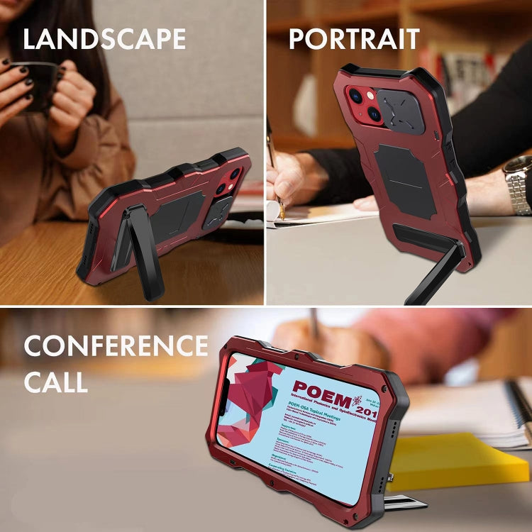 For iPhone 14 Life Waterproof Camshield Tri-poof Metal Phone Case with Holder