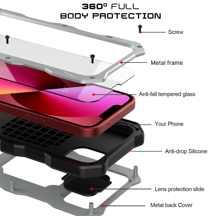 For iPhone 14 Life Waterproof Camshield Tri-poof Metal Phone Case with Holder