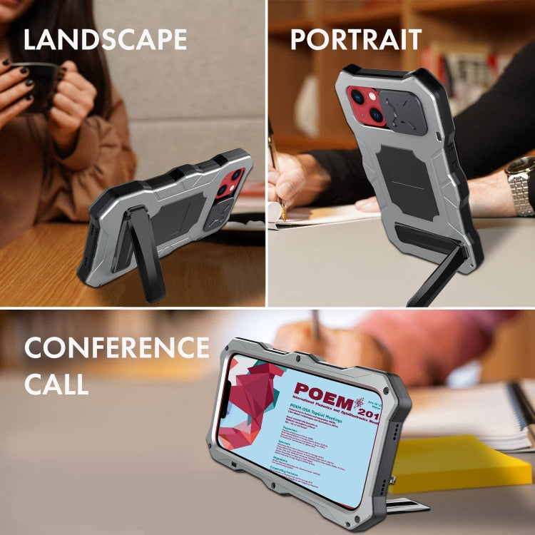 For iPhone 14 Life Waterproof Camshield Tri-poof Metal Phone Case with Holder