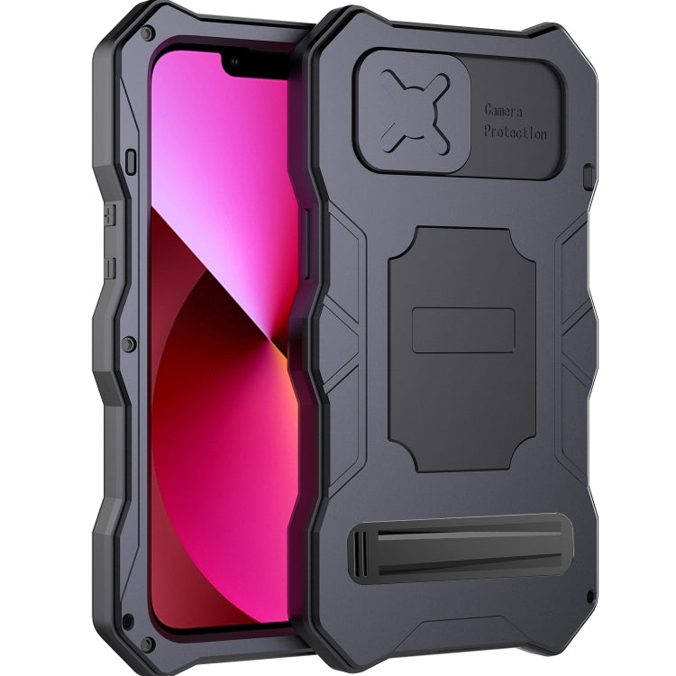 For iPhone 14 Plus Life Waterproof Camshield Tri-poof Metal Phone Case with Holder