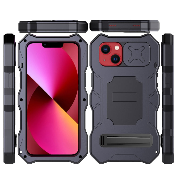For iPhone 14 Plus Life Waterproof Camshield Tri-poof Metal Phone Case with Holder