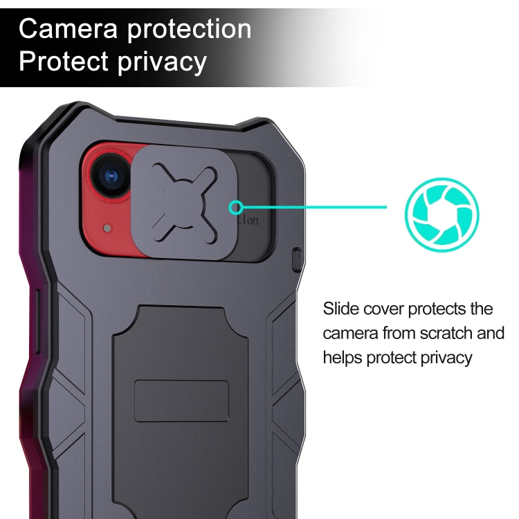 For iPhone 14 Plus Life Waterproof Camshield Tri-poof Metal Phone Case with Holder