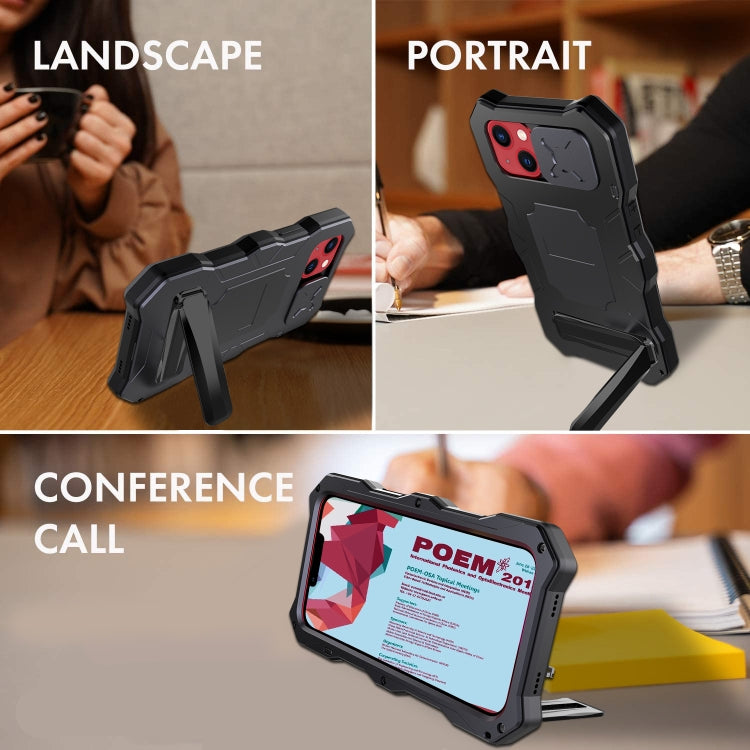 For iPhone 14 Plus Life Waterproof Camshield Tri-poof Metal Phone Case with Holder