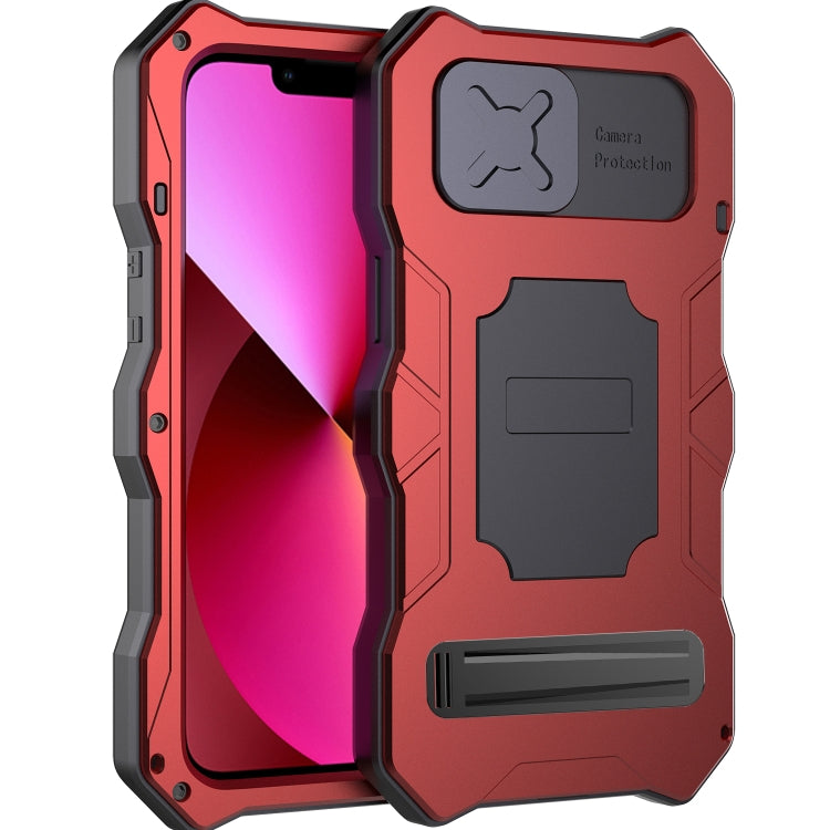 For iPhone 14 Plus Life Waterproof Camshield Tri-poof Metal Phone Case with Holder