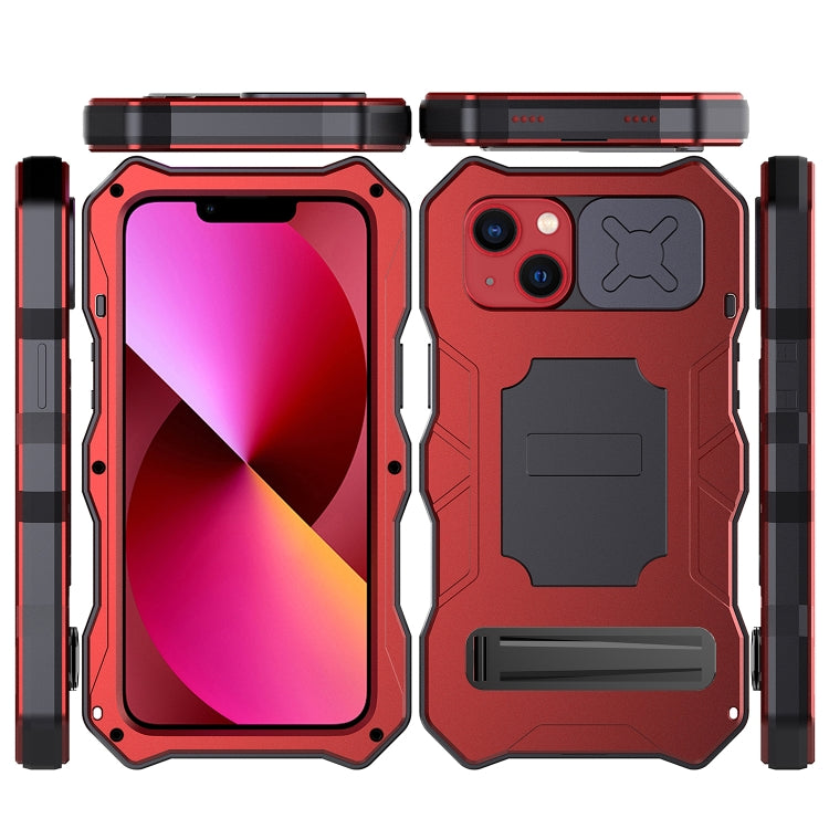 For iPhone 14 Plus Life Waterproof Camshield Tri-poof Metal Phone Case with Holder
