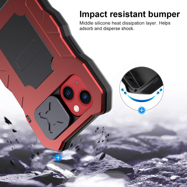 For iPhone 14 Plus Life Waterproof Camshield Tri-poof Metal Phone Case with Holder