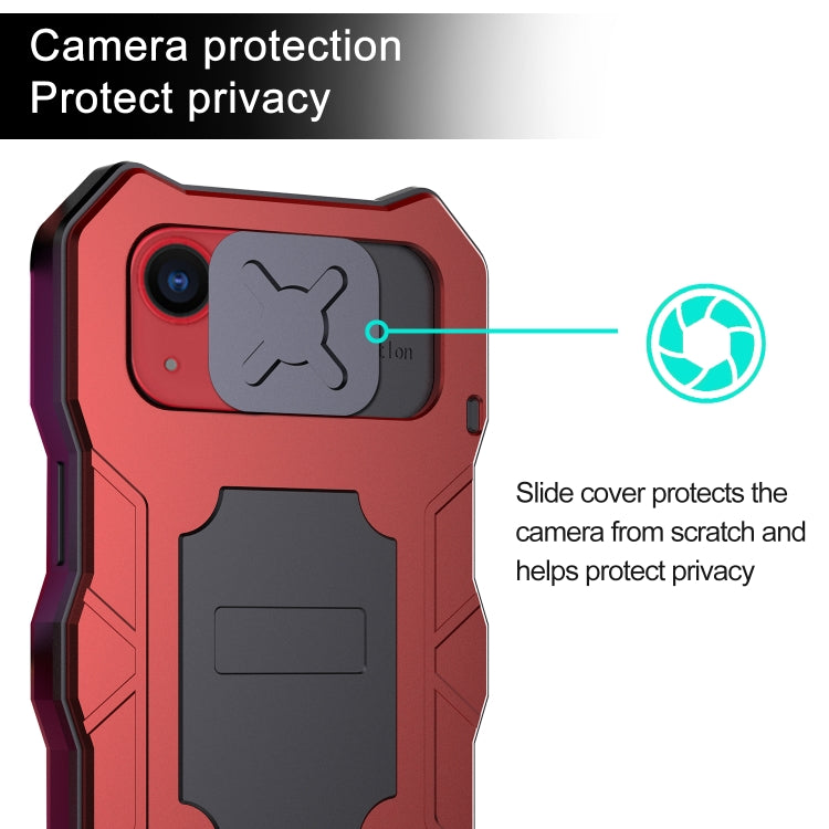 For iPhone 14 Plus Life Waterproof Camshield Tri-poof Metal Phone Case with Holder