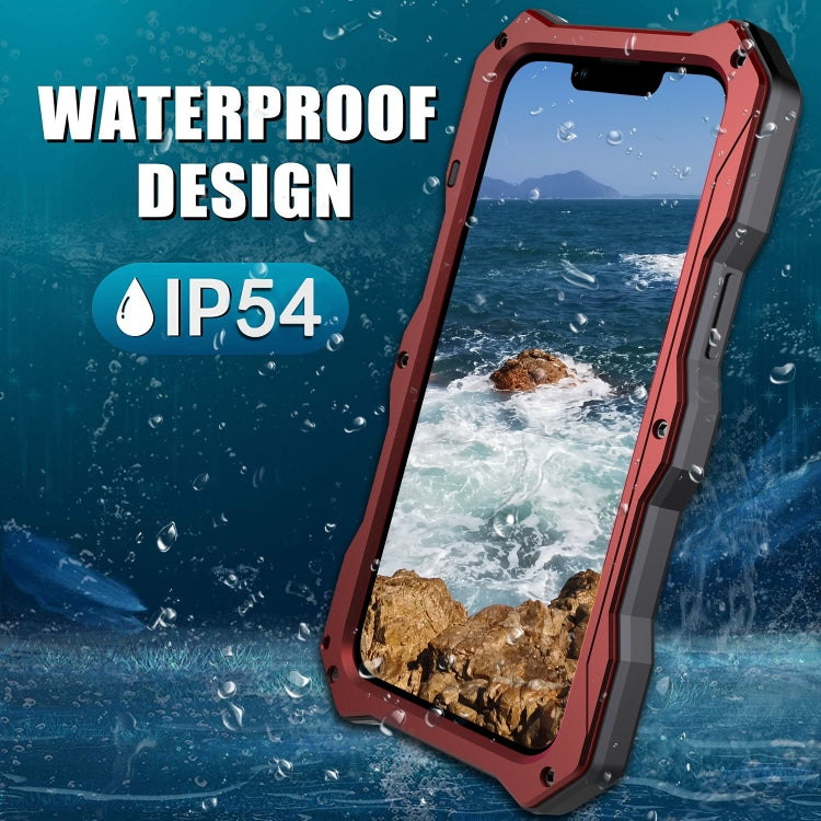 For iPhone 14 Plus Life Waterproof Camshield Tri-poof Metal Phone Case with Holder