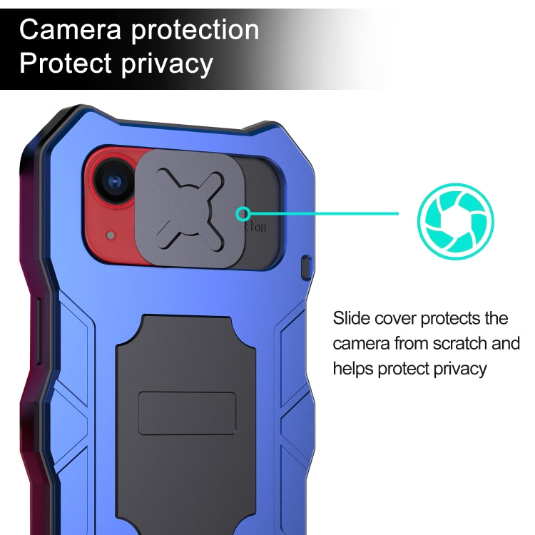 For iPhone 14 Plus Life Waterproof Camshield Tri-poof Metal Phone Case with Holder