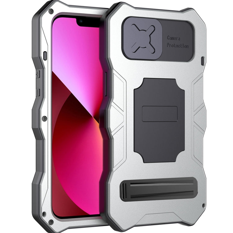 For iPhone 14 Plus Life Waterproof Camshield Tri-poof Metal Phone Case with Holder
