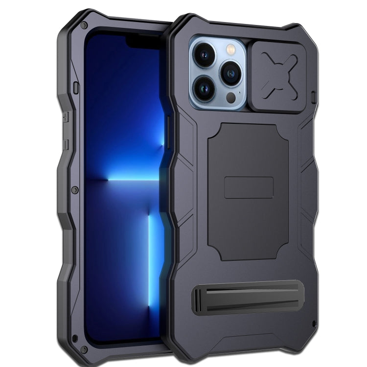 For iPhone 14 Pro Max Life Waterproof Camshield Tri-poof Metal Phone Case with Holder