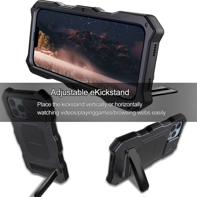 For iPhone 14 Pro Max Life Waterproof Camshield Tri-poof Metal Phone Case with Holder