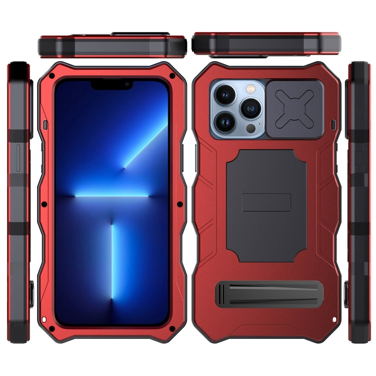 For iPhone 14 Pro Max Life Waterproof Camshield Tri-poof Metal Phone Case with Holder