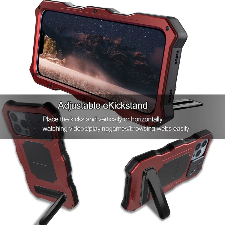For iPhone 14 Pro Max Life Waterproof Camshield Tri-poof Metal Phone Case with Holder