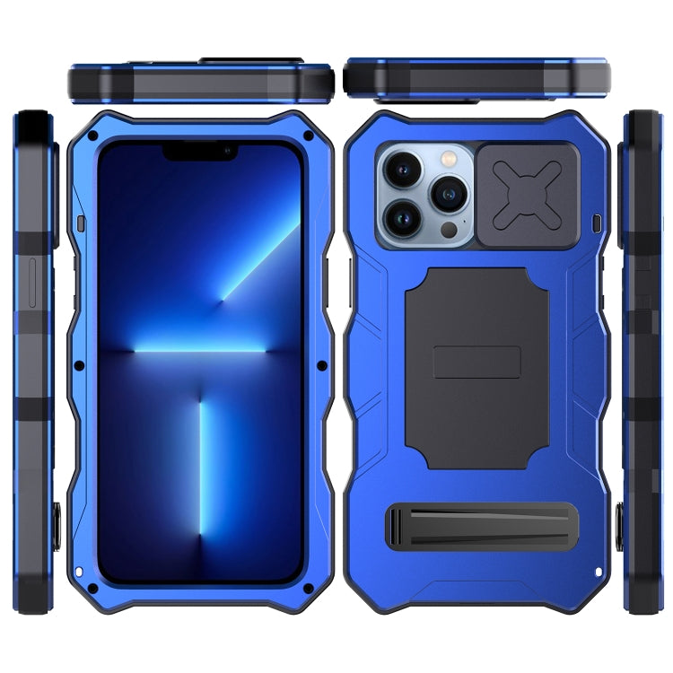 For iPhone 14 Pro Max Life Waterproof Camshield Tri-poof Metal Phone Case with Holder