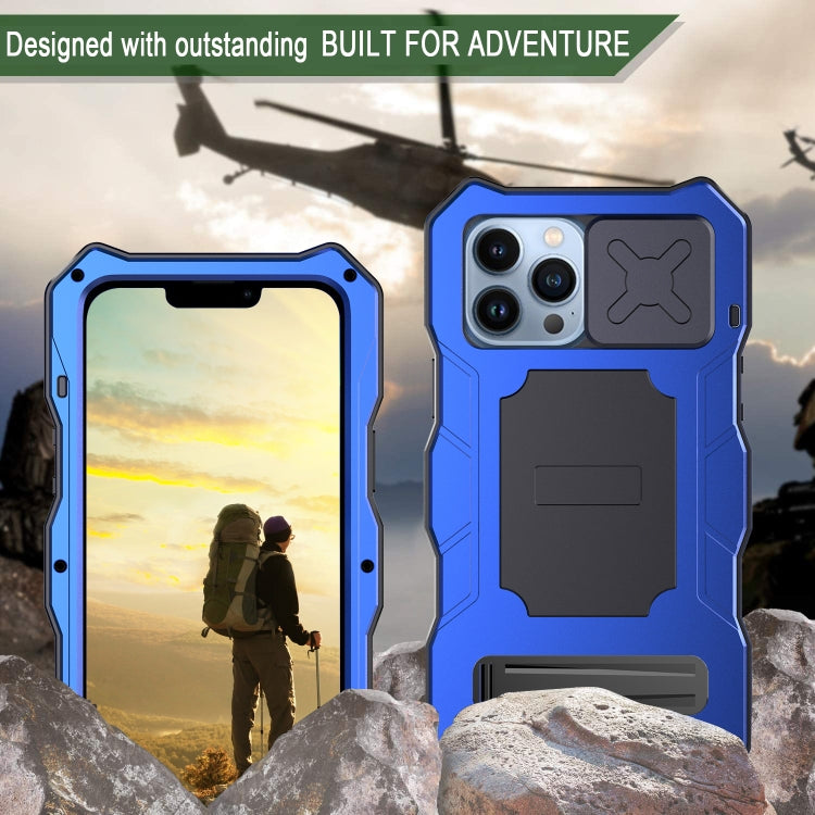 For iPhone 14 Pro Max Life Waterproof Camshield Tri-poof Metal Phone Case with Holder