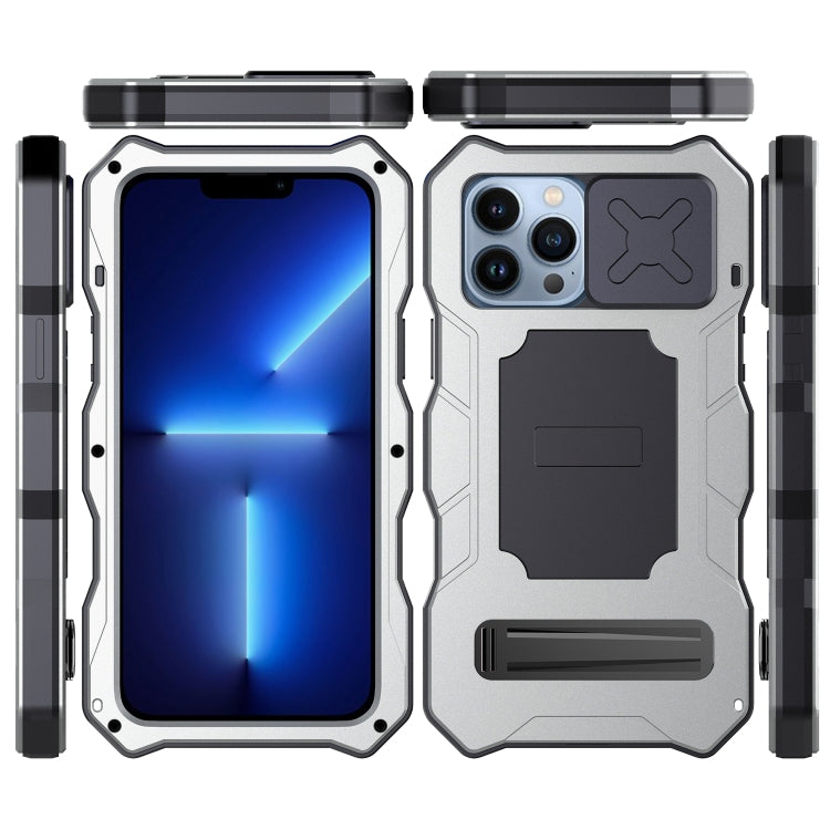 For iPhone 14 Pro Max Life Waterproof Camshield Tri-poof Metal Phone Case with Holder
