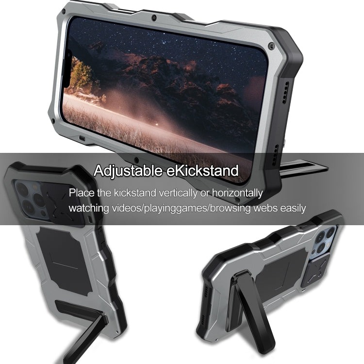 For iPhone 14 Pro Max Life Waterproof Camshield Tri-poof Metal Phone Case with Holder