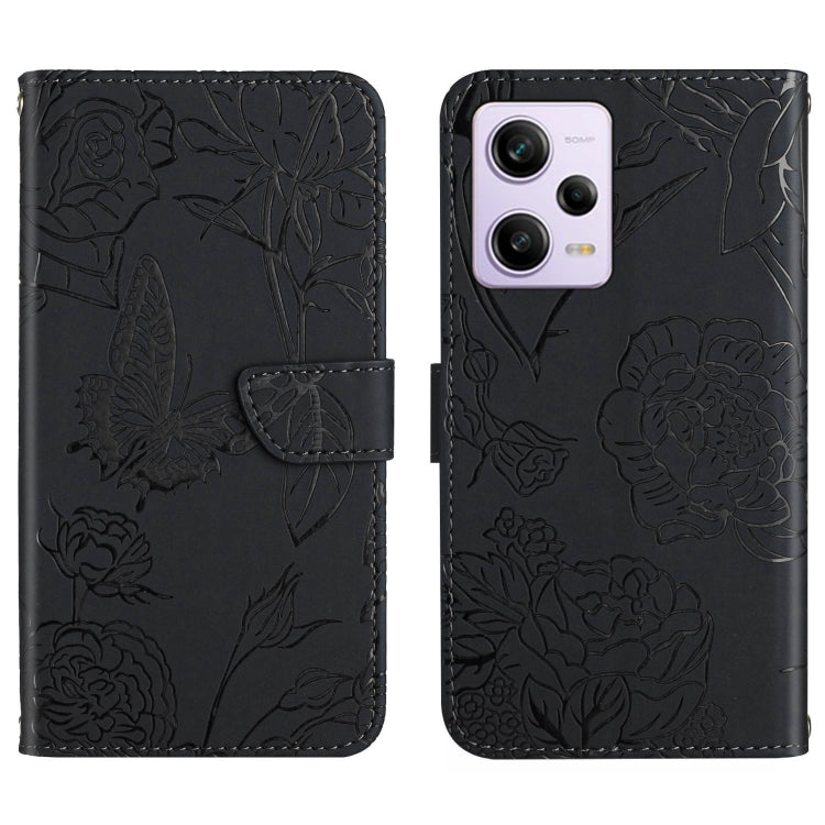For Xiaomi Redmi Note 12 Pro 5G China HT03 Skin Feel Butterfly Embossed Flip Leather Phone Case