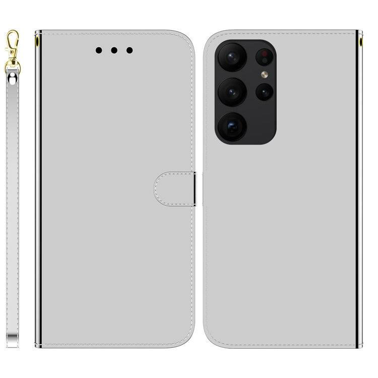 For Samsung Galaxy S23 Ultra 5G Imitated Mirror Surface Flip Leather Phone Case