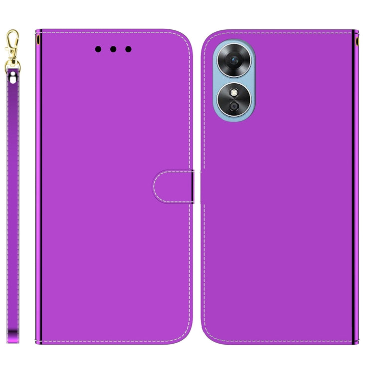 For OPPO A17 Imitated Mirror Surface Flip Leather Phone Case