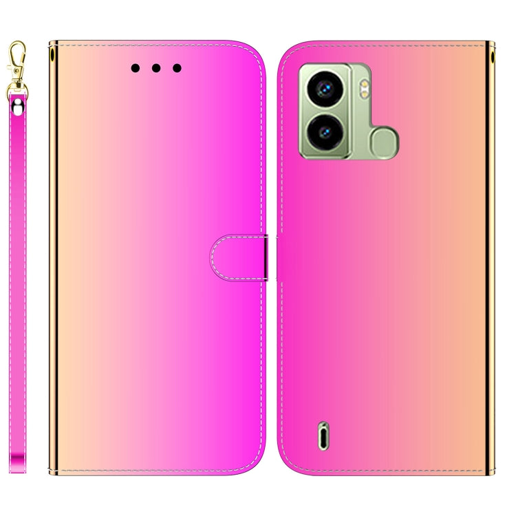 For Tecno Pop 6 Fingerprint Imitated Mirror Surface Flip Leather Phone Case