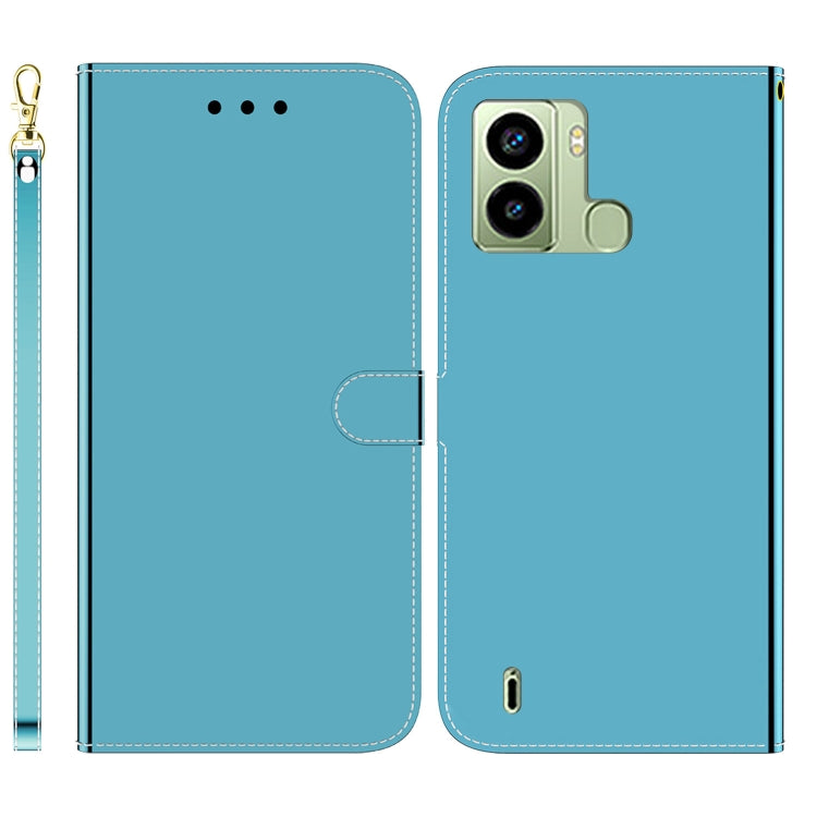 For Tecno Pop 6 Fingerprint Imitated Mirror Surface Flip Leather Phone Case