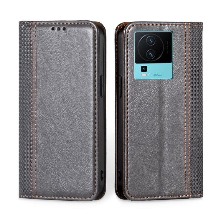 For vivo iQOO Neo7 Grid Texture Magnetic Flip Leather Phone Case
