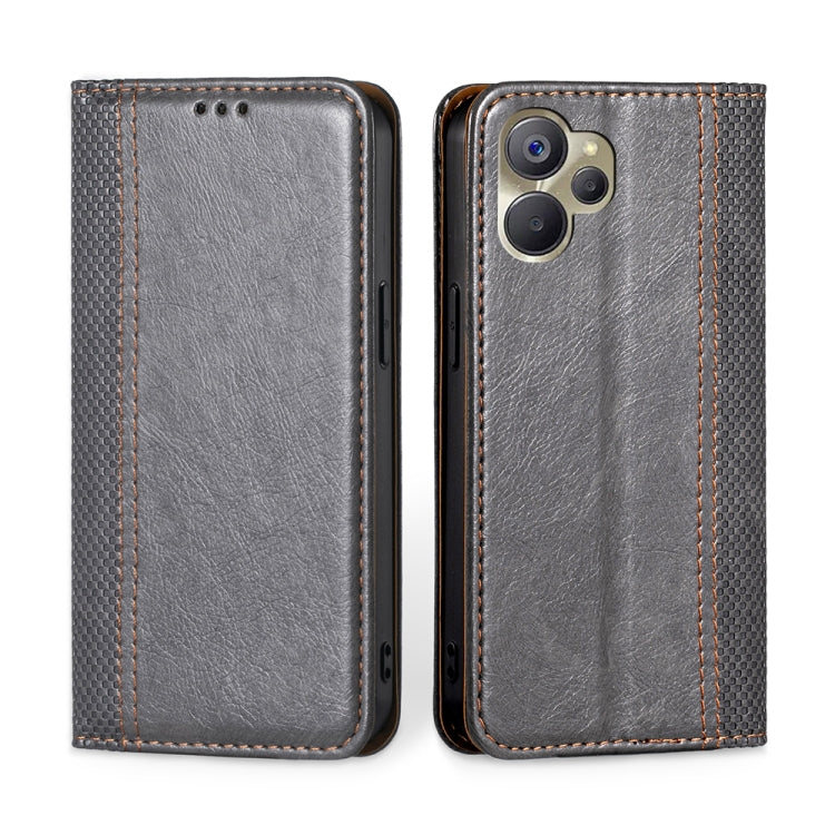 For Realme 9i 5G Global/10 5G Grid Texture Magnetic Flip Leather Phone Case